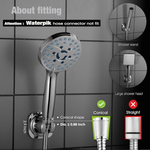 Handheld Shower Head Holder - 5 Positions Adjustable - Slide to Fit - Adhesive Mount with Screw Option, Bathroom Wall Mount Shower Hose Holder (Chrome) - color: Chrome