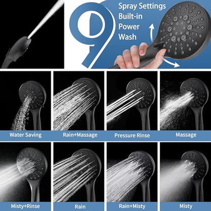 BRIGHT SHOWERS Slide Bar Shower Set with Handheld Shower Head, ADA-Compliant Stainless Steel Grab Bar, Adjustable Height and 69-Inch Hose, Oil Rubbed Bronze - color: Oil Rubbed Bronze