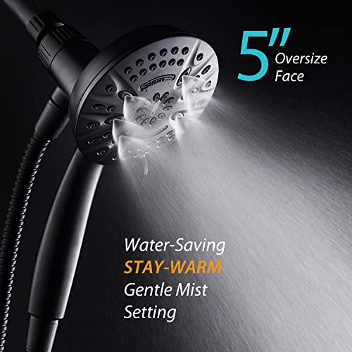 AquaDance New Magnetic Docking 8-setting High Pressure Handheld Shower Head | Space-age Magnetic Guidance Bracket System, Giant 5-inch Face, Extra-long 72-inch Stainless Steel Hose - Black - color: Matte Black