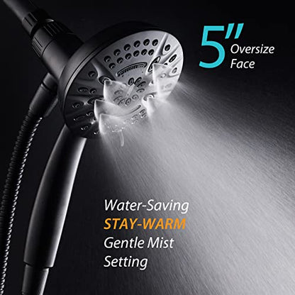 AquaDance New Magnetic Docking 8-setting High Pressure Handheld Shower Head | Space-age Magnetic Guidance Bracket System, Giant 5-inch Face, Extra-long 72-inch Stainless Steel Hose - Black - color: Matte Black