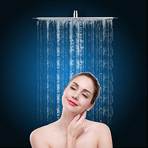 20 Inch Stainless Steel Rain Shower Head, Rainfall Bathroom Top Sprayer with Heat Silicone Nozzles, Screw Installation, for Home or Hotel