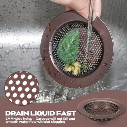 2 Pcs Sink Strainer Stainless Steel Kitchen Sink Drain Strainer Basket Cover Mesh Hair Food Catcher, Large Wide Rim of 4.4 Diameter(Oil Rubbed Bronze) - color: Oil Rubbed Bronze
