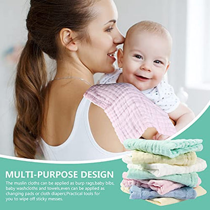 Soft Newborn Essentials - Muslin Washcloths & Towels for Sensitive Skin - 10 Pack, 10x10 Inches - Baby Register Shower Gift - color: 10-pcs (Multicolor)