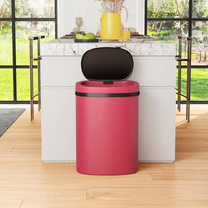 PayLessHere | 13 Gallon Plastic Trash Can | Red | Automatic Touchless Lid with Motion Sensor | Kitchen Garbage Can with Waterproof Design | for Home, Office, Bathroom | Pack of 1 - color: Red