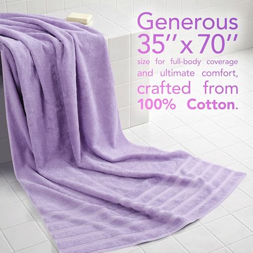 American Soft Linen 100% Cotton Luxury Turkish Towels, 35x70 XL Bath Sheet | Soft Absorbent Quick Dry OEKO Tex Standard 100 Certificated Durable Machine Washable Premium Hotel Quality - color: Lilac, size: 1 Piece set