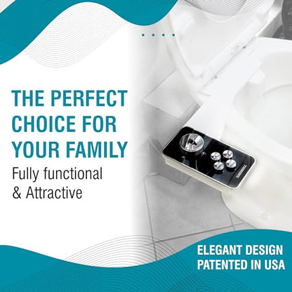 Throne Bidet Attachment for Toilet Seat USA Patented Easy Install (Black) | Non-Electric Self Cleaning Cold Water Sprayer Double Nozzle (Frontal & Rear Wash) Bathroom Bidet Toilet Seat Attachment - color: Black/Chrome