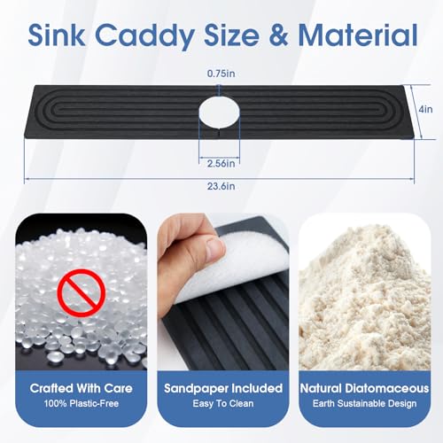 24 Inch Kitchen Sink Splash Guard, Sink Splash Guard Behind Faucet, Silicone Faucet Handle Drip Catcher Tray Mat for Kitchen, Bathroom Counter, Dark Gray, 23.6" x 4" - color: Dark Gray, size: 23.6" x 4"
