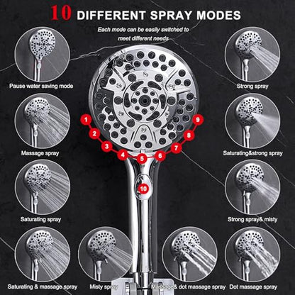 Rainfall Shower Head with Handheld, 14 Inch Rain Shower Head Combo,High Pressure Fixed Showerhead and 10 Spray Settings Handheld Shower Heads,Bathroom Accessories,Chrome - style: Basic