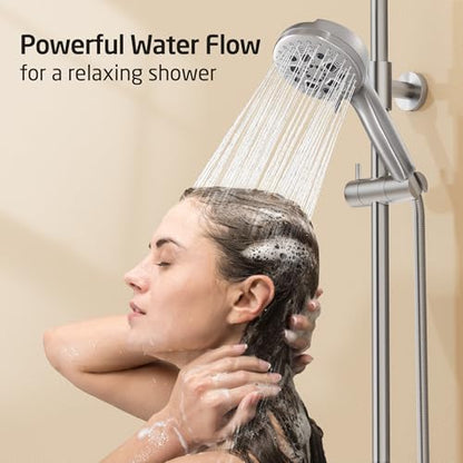 KES 30-Inch Shower Slide Bar with High Pressure 9 Functions Adjustable Handheld Shower Head & 59-Inch Hose, Built-in Power Wash to Clean Tub Tile & Pet, Wall Mount Brushed Finish 18/8 Stainless Steel - color: Brushed Nickel