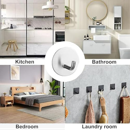 5 Pcs Adhesive Hooks Waterproof in Shower Hooks for Hanging Loofah, Towels, Clothes, Robes for Bathroom(Silver Round) - color: Silver Round