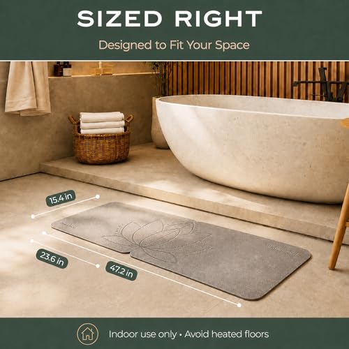 Stone Bath Mat, Diatomaceous, Quick Dry - Lotus Fusion 2-Pack | Non-Slip, Stone Bath Mats for Bathroom, Diatomite, 23.6"x15.4" (Set of 2) - color: Lotus Fusion 2-pack