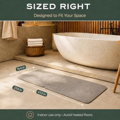 Stone Bath Mat, Diatomaceous, Quick Dry - Lotus Fusion 2-Pack | Non-Slip, Stone Bath Mats for Bathroom, Diatomite, 23.6"x15.4" (Set of 2) - color: Lotus Fusion 2-pack