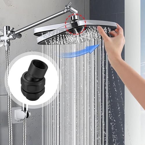 Shower Head Swivel Ball Adapter, Solid Brass Adjustable Shower Arm Connector, Polished Chrome Finish (Black) - color: Black