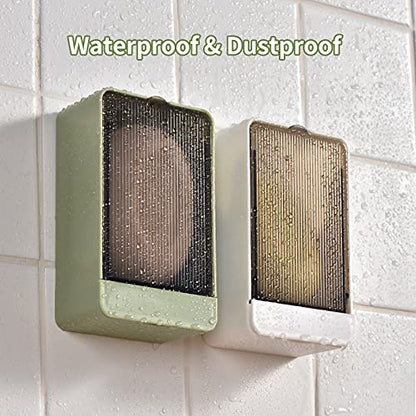 Soap Holder Dish Shower, 2 Pack Bar Soap Holder with Drainage, Self Draining Soap Holder, Wall Mounted Soap Box Tray Container for Bathroom, Bathtub Kitchen Sink, No Drilling, 4 Adhesive Include - color: Green+white