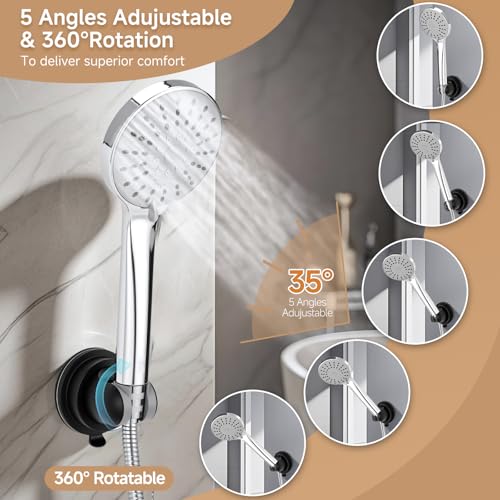 Shower Head Holder Suction, Adjustable Shower Head Holder Removable Suction Cup Shower Head Holder Rust-Resistant Shower Bracket Black - style: Matte Black