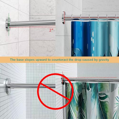 U Shaped Shower Curtain Rod (Both sides: 31.5"-47", Middle: 34.7"-43") Adjustable Genuine 304 Stainless Bathroom Bathtub Shower Curtain Rod Rack with 12 Shower Curtain Rings - Silver - color: Silver U Shaped,Both Sides: 31.5"-47",Middle:34.7"-43", size: U