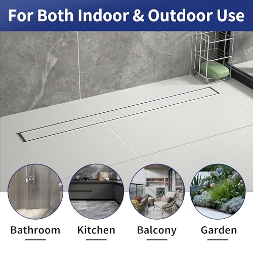Linear Shower Drain, 304 Stainless Steel Floor Drain 30" | with Tiled Insert Grate & Hair Strainer, Bathroom 2-in-1 Tiled in Drain, CUPC Certified - color: Brushed, size: 30''
