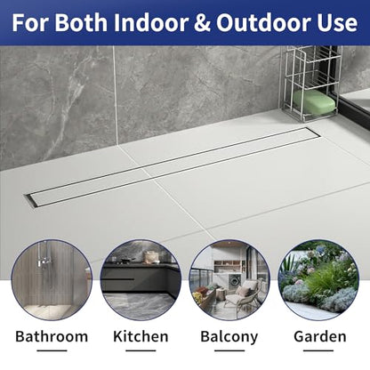Linear Shower Drain, 304 Stainless Steel Floor Drain 30" | with Tiled Insert Grate & Hair Strainer, Bathroom 2-in-1 Tiled in Drain, CUPC Certified - color: Brushed, size: 30''