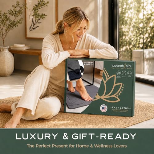 Stone Bath Mat, Diatomaceous Earth, Quick Dry - East Lotus | Non-Slip, Stone Bath Mats for Bathroom, Diatomite, 23.6"x15.4", Luxury Bath Mat - color: East Lotus