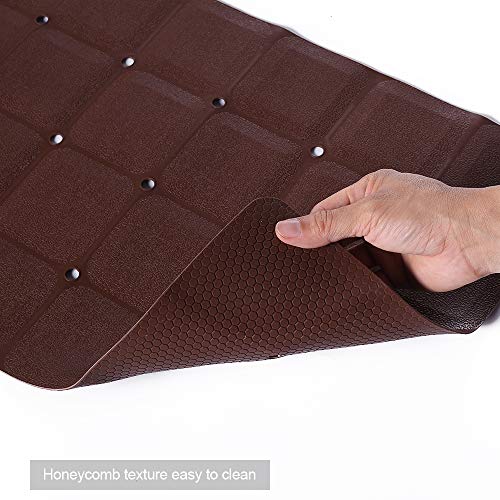 Webos Foldable Non Slip Silicon Bath Mat Bathtub mat no Suction Cups for Textured Tub and Reglazed Tub (Chocolate, 28-inch x 14-inch) - color: Chocolate