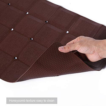Webos Foldable Non Slip Silicon Bath Mat Bathtub mat no Suction Cups for Textured Tub and Reglazed Tub (Chocolate, 28-inch x 14-inch) - color: Chocolate