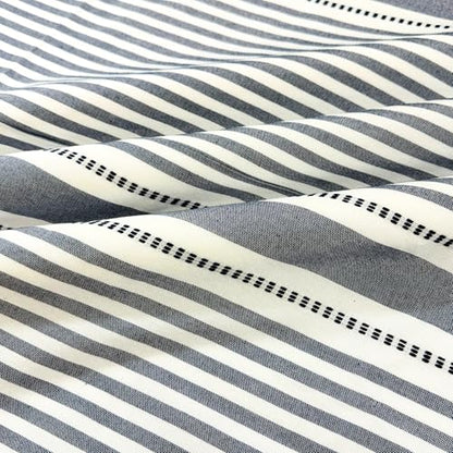 Blue and White Fabric Shower Curtain, Cotton Blend Striped Textured Design, 72 x 72 Shower Curtain, Modern Aesthetic Bathroom Decor, Cozumel - color: Cozumel