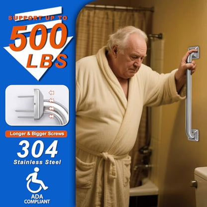 Bathroom Grab Bars Stainless Steel Handrail ADA Compliant 500lbs bathtubs and Showers Toilet Handle Safety for Handicap, Elderly, Disabled, Injury (24inches) - size: 24 inches