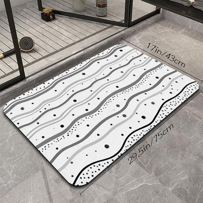 Polka Dots Stripes Bathroom Mat, Non Slip Rubber Backed Fast Dry Bath Rug, Thin Bath Mat for Bathroom Kitchen 17"x30" - color: Polka Dots Stripes