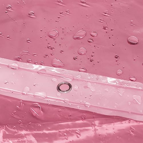 Barossa Design Clear Pink Stall Shower Curtain Liner with 3 Magnets, 36x72 | Waterproof PEVA, 3 Bottom Magnets, Metal Grommets, Lightweight Plastic Shower Liner 36 x 72 Inches for Small Bathroom Stall - color: Clear Pink, size: 36"W x 72"L (Pack of 1)
