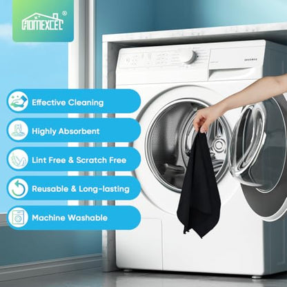HOMEXCEL 24PK Microfiber Cleaning Cloth, Cleaning Rag for Home, 11.5x11.5in | Reusable, Lint Free, Scratch-Free and Highly Absorbent Towels for Kitchen, Window and Glass, Cars, Black - color: Black