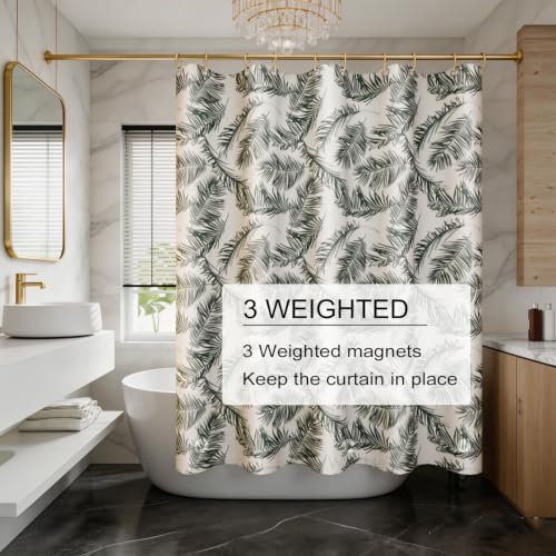 TIKABC Shower Curtain Liner, 4G PEVA Shower Liner, Plastic Waterproof Shower Curtains, 72x72 inch with Grommet Holes 3 Magnetic Weights - color: Big Feather