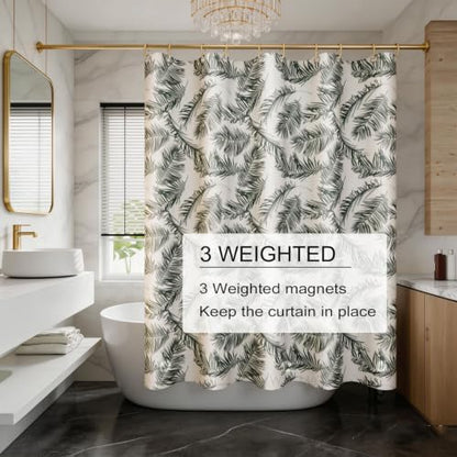 TIKABC Shower Curtain Liner, 4G PEVA Shower Liner, Plastic Waterproof Shower Curtains, 72x72 inch with Grommet Holes 3 Magnetic Weights - color: Big Feather