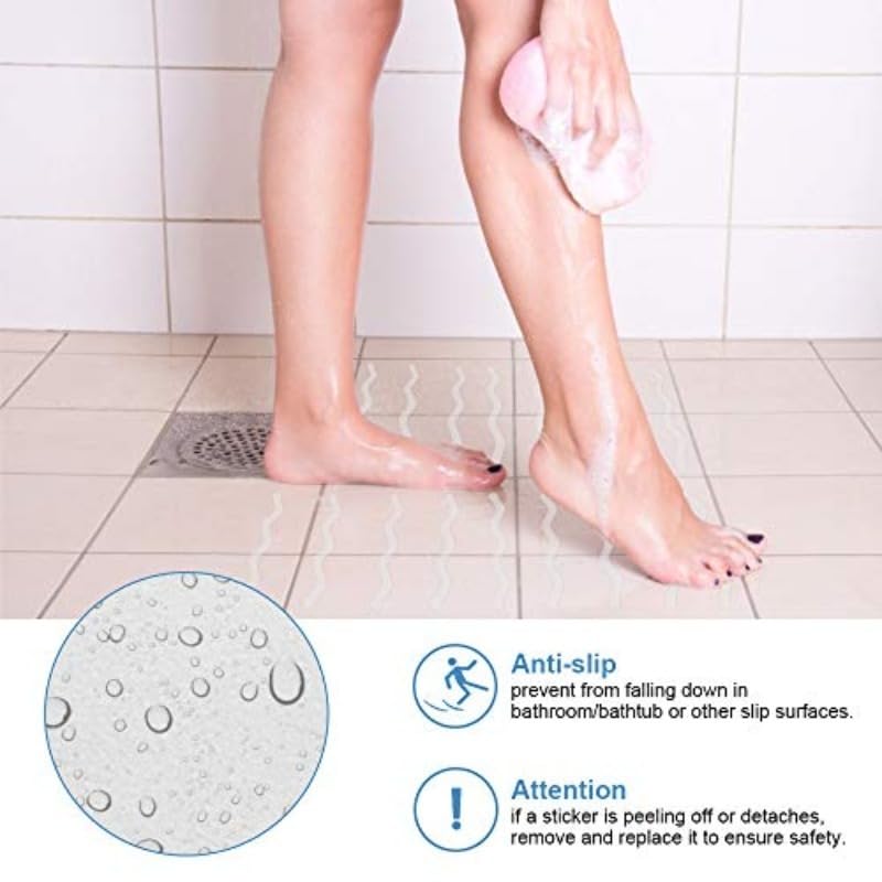 Anti Slip Shower Stickers Bathroom Anti-Slip Strip, Transparent Bathtub Anti-Slip Sticker Tape for Bathroom Tub Floor (透明-12pcs)