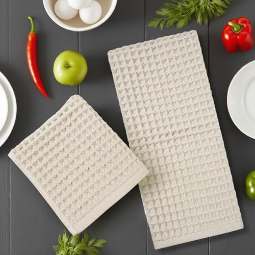 Jacquotha Waffle Hand Towels 2-Piece (Mist White) – Cotton, Quick Dry, Lint Free, 13” x 29” - color: Mist White