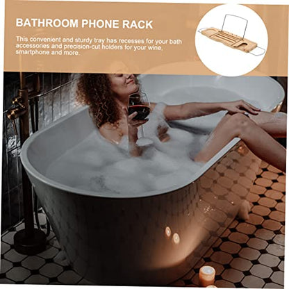 Bamboo Bathtub Shelf Expandable Bath Tub Table Book Stand Wine Glass Holder