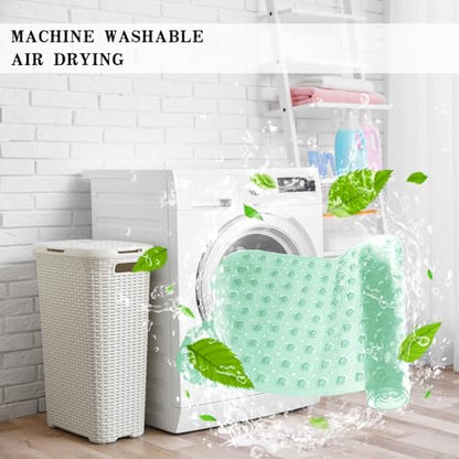 Bathtub and Shower Mats, Extra Long Non-Slip Bath Tub Mat 39 x 16 Inch, Machine Washable BathMat with Suction Cups & Drain Holes for Bathroom Floor, Clear Pale Green - color: Clear Pale Green