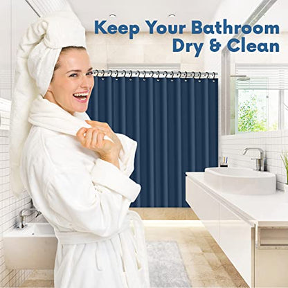 No Smell Shower Curtain Liner 72x72 Navy - PEVA Plastic Shower Curtain for Bathroom, PVC-Free Waterproof Navy Blue Shower Liner with Metal Grommets and Magnet-Weighted Bottom Hem - Washable Liner - color: Navy