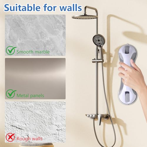 2-Pack Grab Bars for Shower :3 Strong Suction Cups, No-Drill Removable Safety Handrails for Seniors, Elderly and Disabled – Waterproof Bathroom Shower Handle for Toilet, Tub and Shower