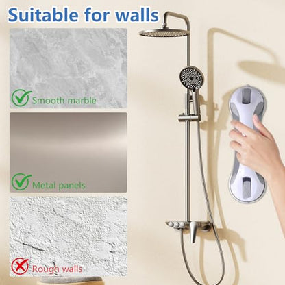 2-Pack Grab Bars for Shower :3 Strong Suction Cups, No-Drill Removable Safety Handrails for Seniors, Elderly and Disabled – Waterproof Bathroom Shower Handle for Toilet, Tub and Shower