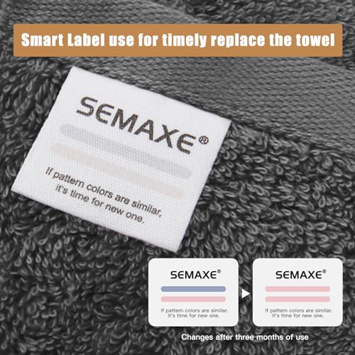 SEMAXE 18-Piece Cotton Bath Towel Set with Hanging Loops for Bathroom, Gray | Stock-up towel set for family bathrooms, guest baths, multi-bath homes, and wash-day rotation, OEKO-TEX certified, easy care - color: A02: Grey