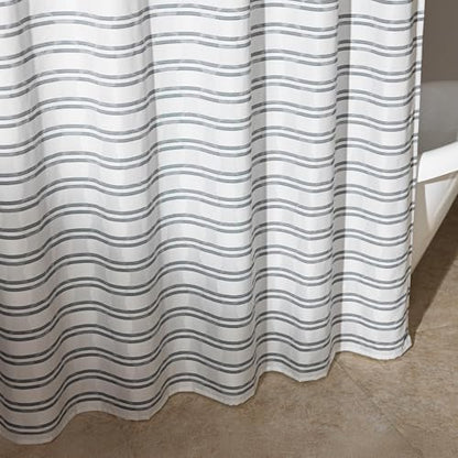 Amazon Basics Geometric Jacquard Fabric Shower Curtain for Bathroom, Lightweight, Waterproof and Washable, 72" W x 78" L, Grey Striped - size: 72"W x 78"L (Pack of 1)