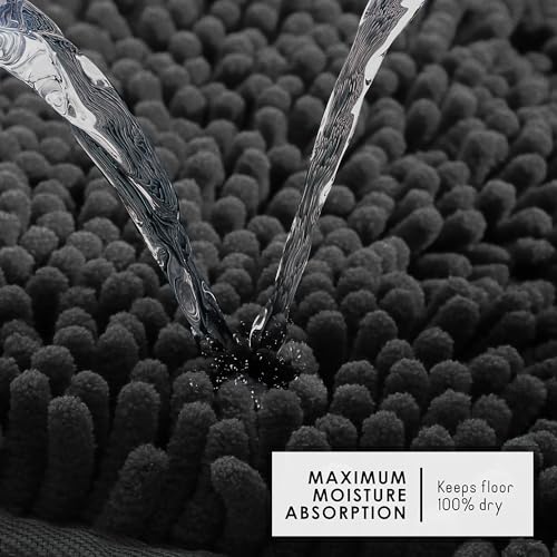 Hearth & Harbor Bathroom Rugs, Chenille Bath Mat - Machine Washable Bath Mats for Bathroom Non-Slip Backing Rubber, Quick Dry Bathroom Mat - color: Black, style: 17 x 24