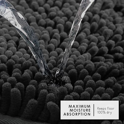 Hearth & Harbor Bathroom Rugs, Chenille Bath Mat - Machine Washable Bath Mats for Bathroom Non-Slip Backing Rubber, Quick Dry Bathroom Mat - color: Black, style: 20 x 32
