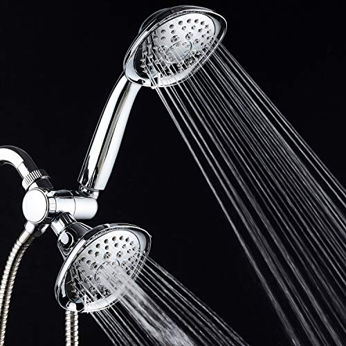 AquaDance Luxury Square 48-setting High-Pressure Dual Head/Handheld Shower Spa Combo. Extra-Long 72" Stainless Steel Hose, 3-way Flow Diverter, All-Chrome Finish. - color: Chrome