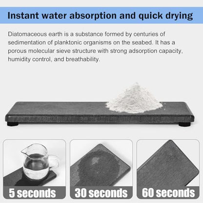 3PCS Stone Drying Tray, Water Absorbing Stone Tray for Sink, Stones Soap Trays, Fast Dry Diatomite Stones Mat,Used for Hand Soaps,Sponge,Toothbrush Holder in Bathroom Counter and Kitchen Sinks - color: 3pcs Dark Gray