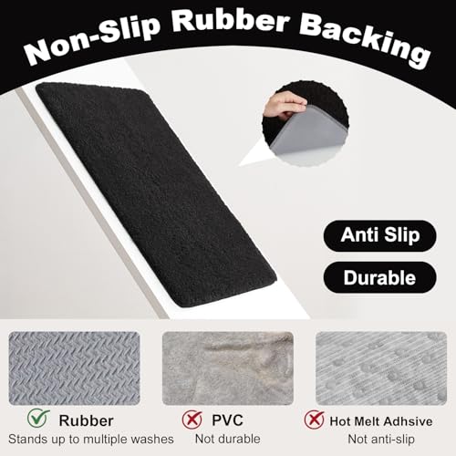 TYUU Toilet Rug, Ultra Soft Toilet Rugs U Shaped Machine Washable Non Slip Absorbent Quick Dry Toilet Mat with Rubber Backing, Black 20" x 24" U Shape - color: Black, size: 20" x 24" U Shape
