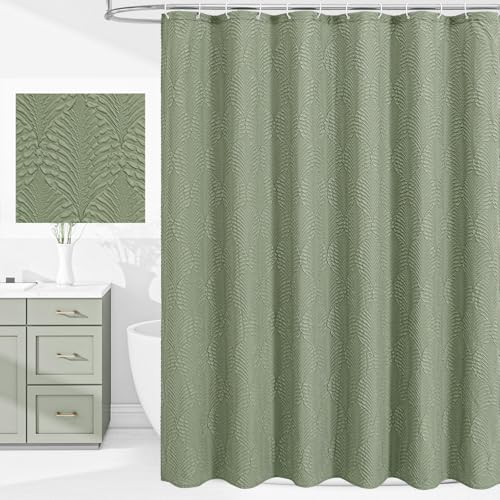 36x72 Small Stall Shower Curtain, Sage Green Embossed Half Bath Curtain - color: Sagegreen, size: 36"W x 72"L (Pack of 1)