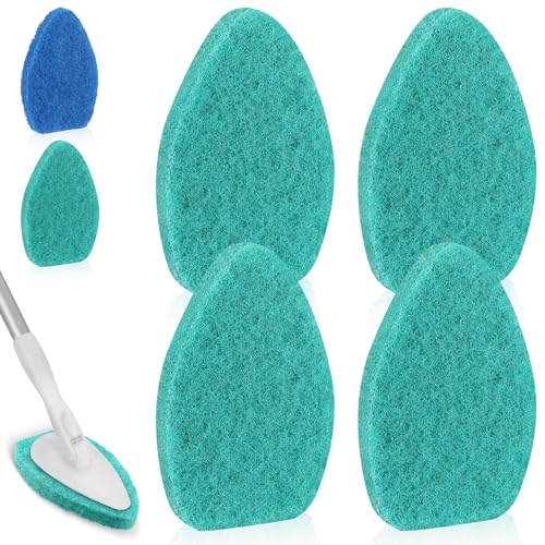 Baderke 4 Pcs Tub Tile Scrubber Cleaning Brush Pads (Without Handle) Compatible with Qaestfy Non-Scratch Scouring Pads Scrub Brush for Shower Bathroom Buildup Toilet Wall Floor(Green) - color: Green