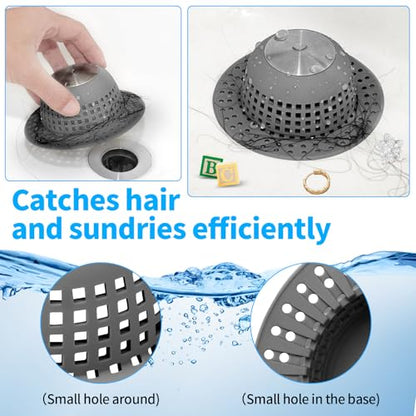 Aluvor Shower Drain Hair Catcher Bathtub Drain Cover Sink Drain Protector | Bathroom Sink & Bathtub Drain Strainer for Pop-Up & Regular Drains, Silver Drak Grey - color: Silver Drak Grey