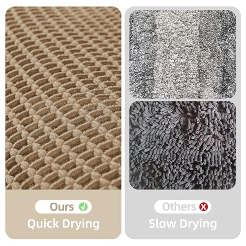 TYUU Waffle Runner Rug Bathroom, Long Boho Bathroom Rugs Non Slip Washable Super Absorbent Quick Dry Farmhouse Bath Mat, 72"x24" Khaki - color: Khaki, size: 2' X 6' (Runner)